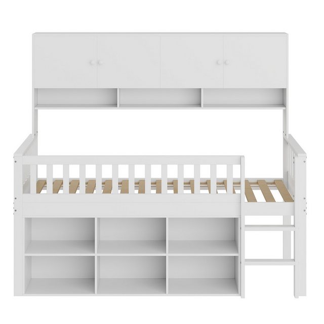 IDEASY Hochbett Kinderbett aus Holz 90*200 cm, Einzelbett, Kinderbett, weiß günstig online kaufen