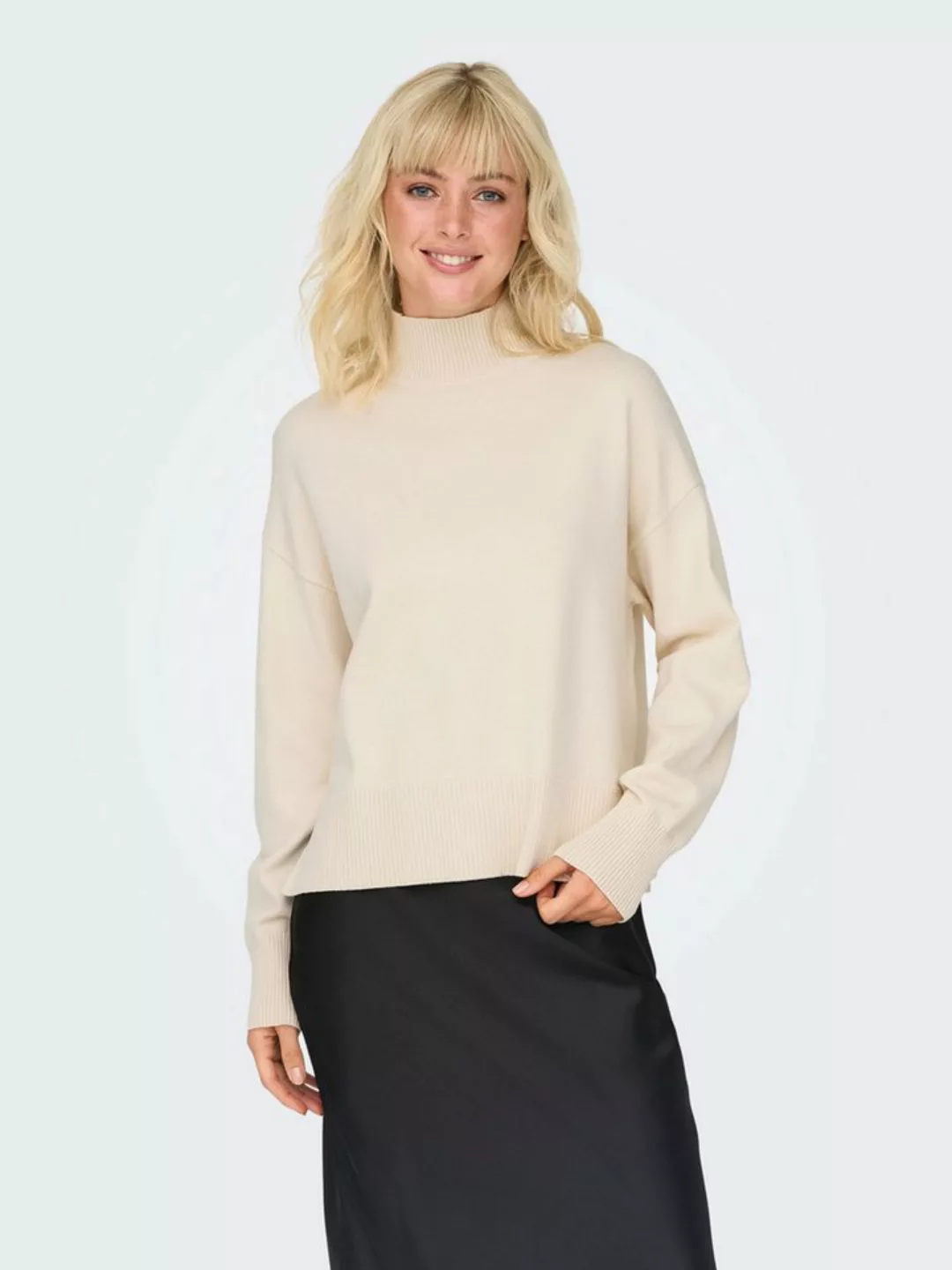 ONLY Strickpullover Strickpullover Hochgeschlossen Voluminöse Ärmel Gerippt günstig online kaufen