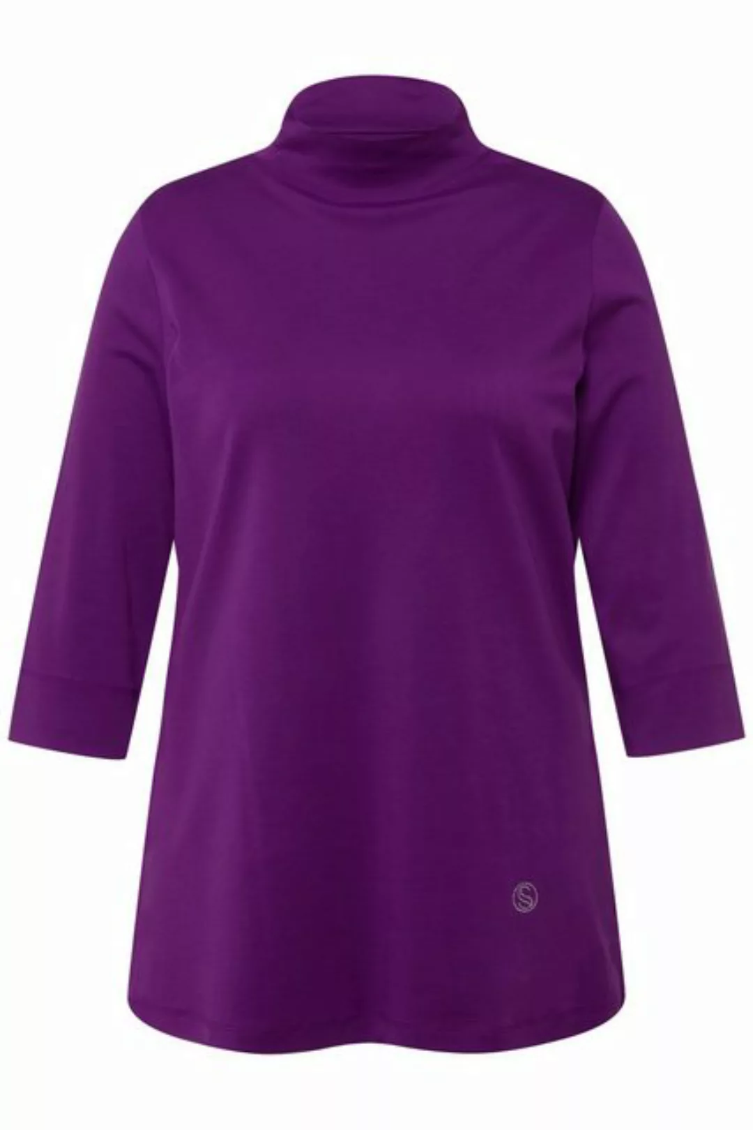 Ulla Popken Rundhalsshirt Shirt A-Linie Stehkragen 3/4-Arm Pima Cotton günstig online kaufen