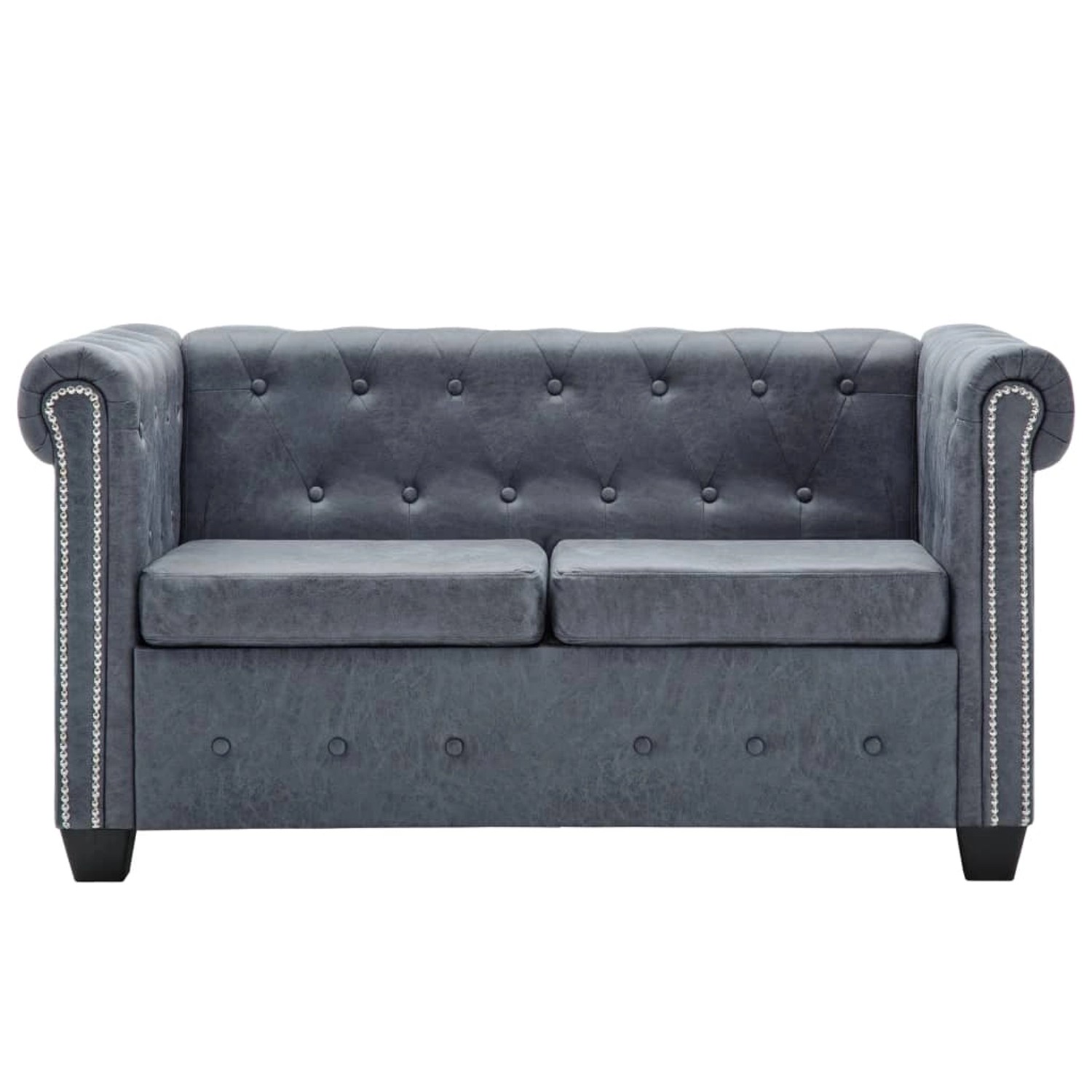 vidaXL Sofa Chesterfield-Sofa 2-Sitzer Kunstwildleder Grau günstig online kaufen