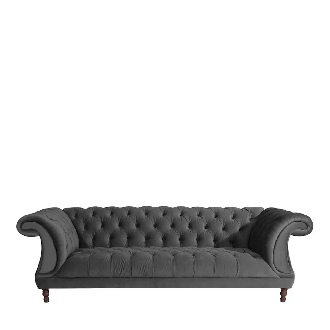 Sofa 3-Sitzer Anthrazit Velour im Barockstil 253 cm breit günstig online kaufen