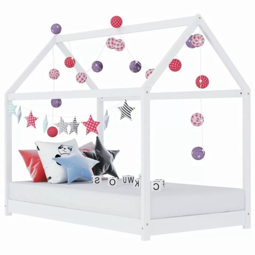 Villawee Hausbett Weiß NIA Kiefer Massivholz Kinderbett 70 x 140 cm günstig online kaufen