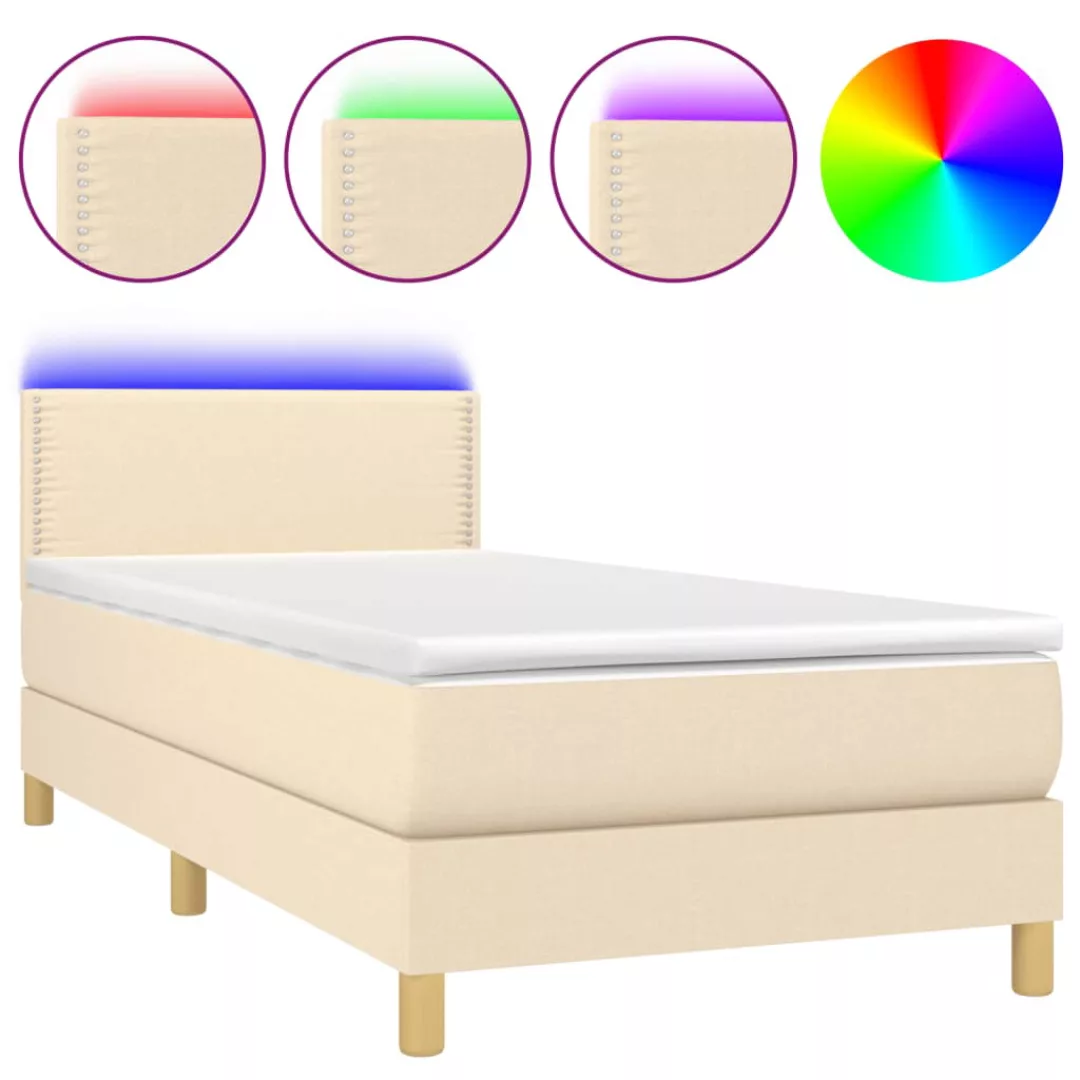 Vidaxl Boxspringbett Mit Matratze & Led Creme 100x200 Cm Stoff günstig online kaufen