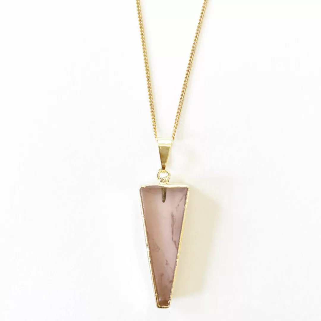 Kleines Rosenquarz Dreieck - Halskette, Vergoldet günstig online kaufen