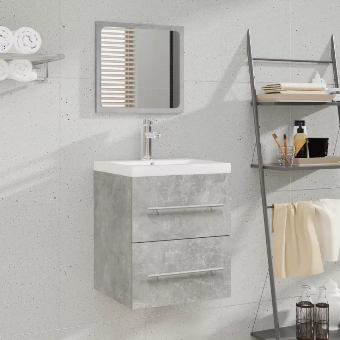 vidaXL Badezimmerspiegelschrank Waschbeckenschrank mit Einbaubecken Betongr günstig online kaufen