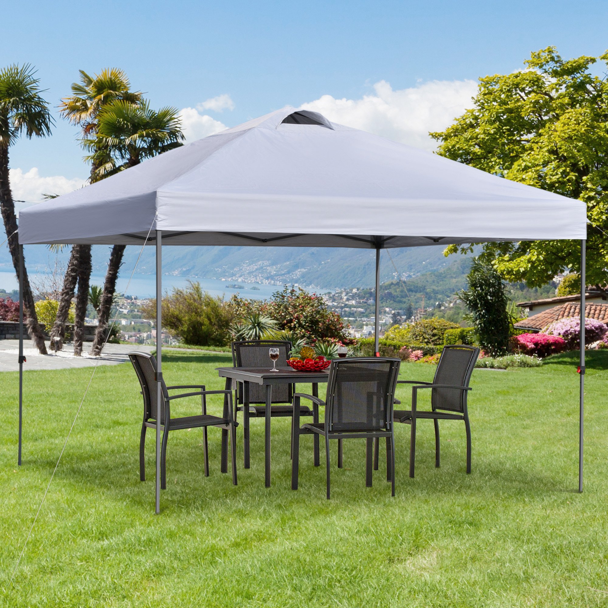 Outsunny Garten Pavillon 2,95x2,95m Faltpavillon Pop-up mit Heringen & Absp günstig online kaufen