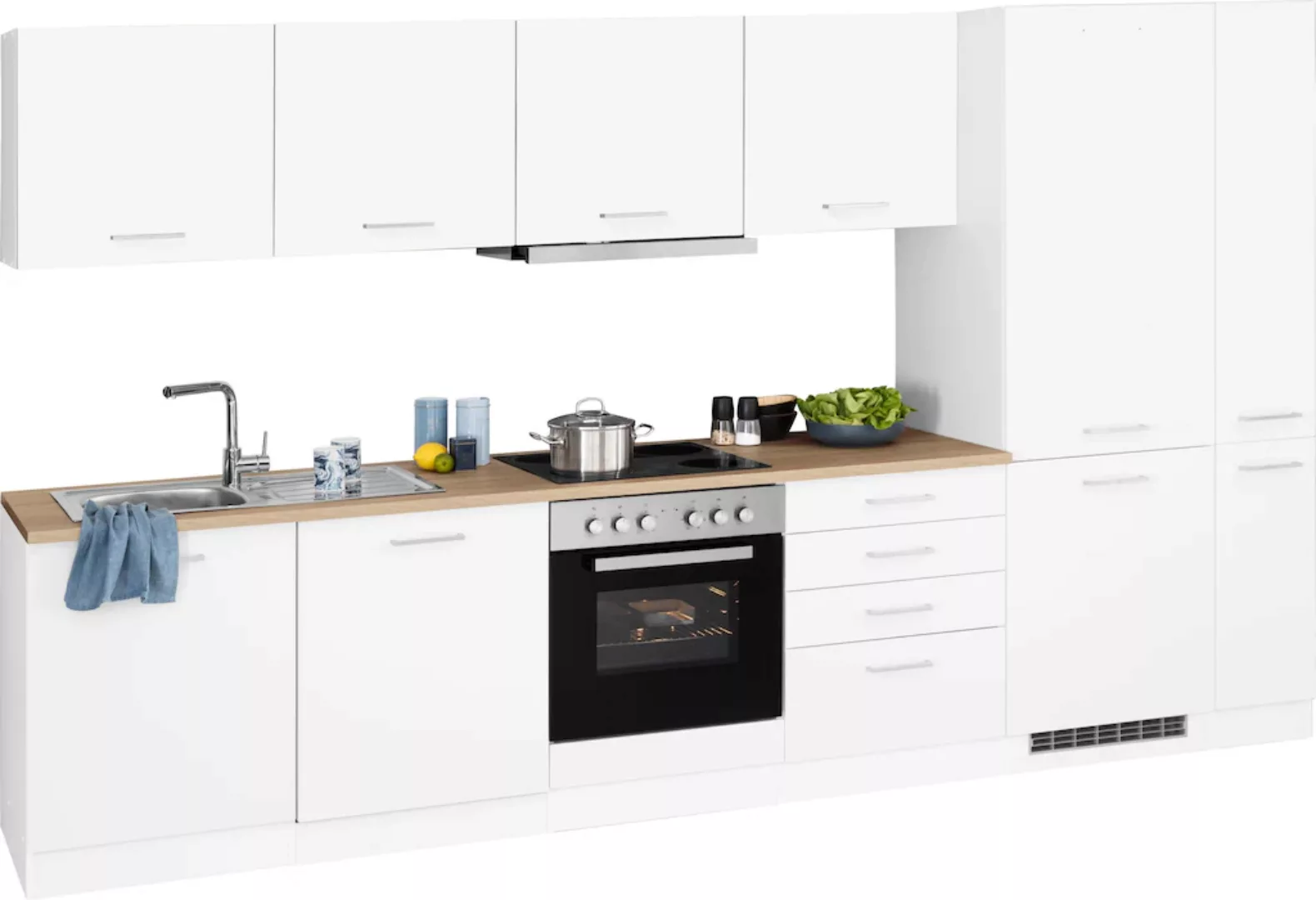 HELD MÖBEL Küchenzeile "Visby", mit E-Geräten, Breite 330 cm, inkl. Kühl/Ge günstig online kaufen