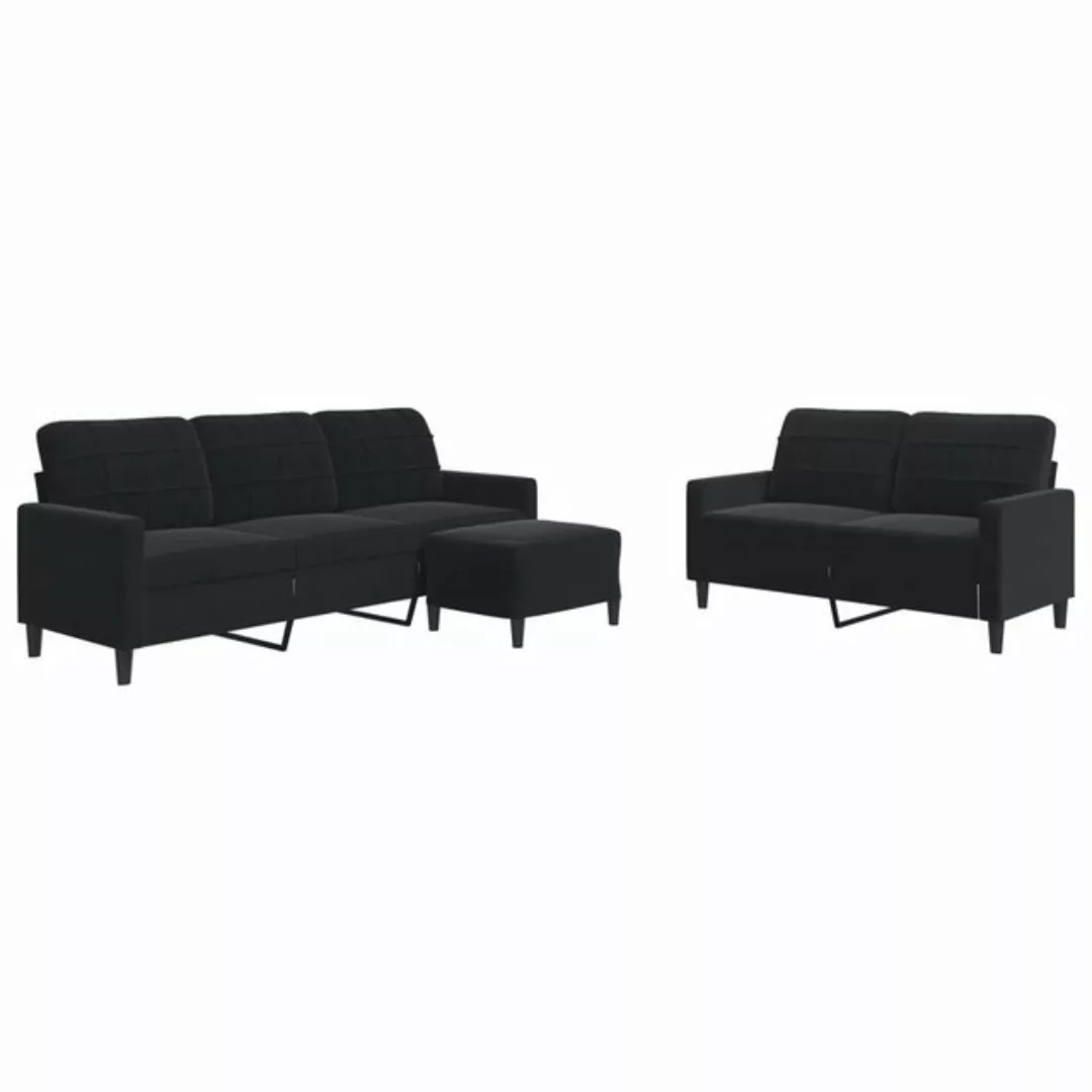 vidaXL Sofa 3-tlg. Sofagarnitur mit Kissen Schwarz Samt günstig online kaufen