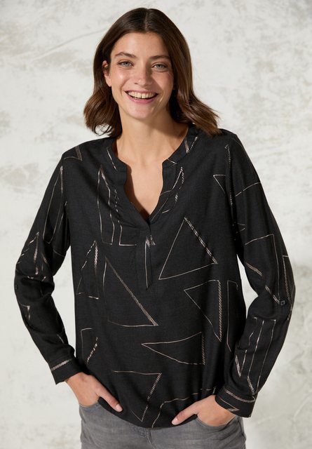 Cecil Langarmbluse - Geometrischer Folien-Print, Langarm mit Turn-Up günstig online kaufen