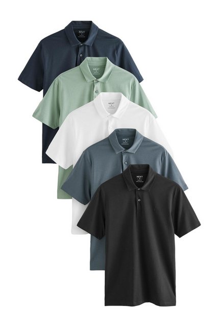 Next Poloshirt Slim Fit Kurzarm-Poloshirts aus Jersey, 5er-Pack (5-tlg) günstig online kaufen