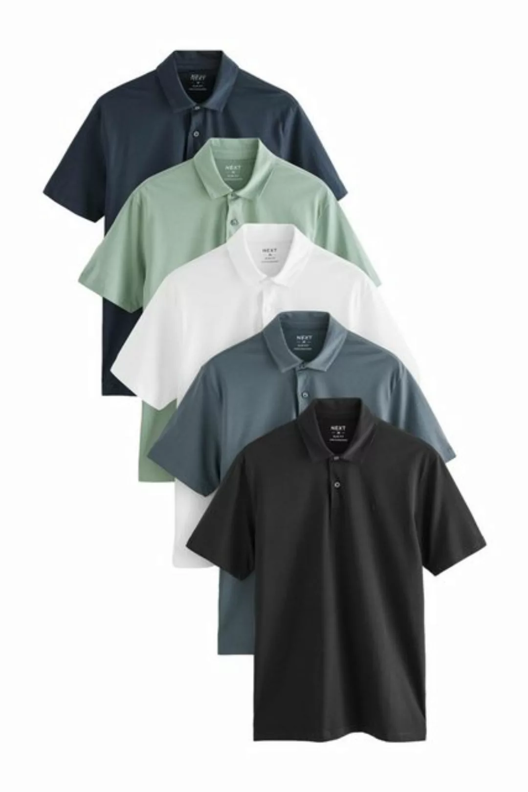 Next Poloshirt Slim Fit Kurzarm-Poloshirts aus Jersey, 5er-Pack (5-tlg) günstig online kaufen