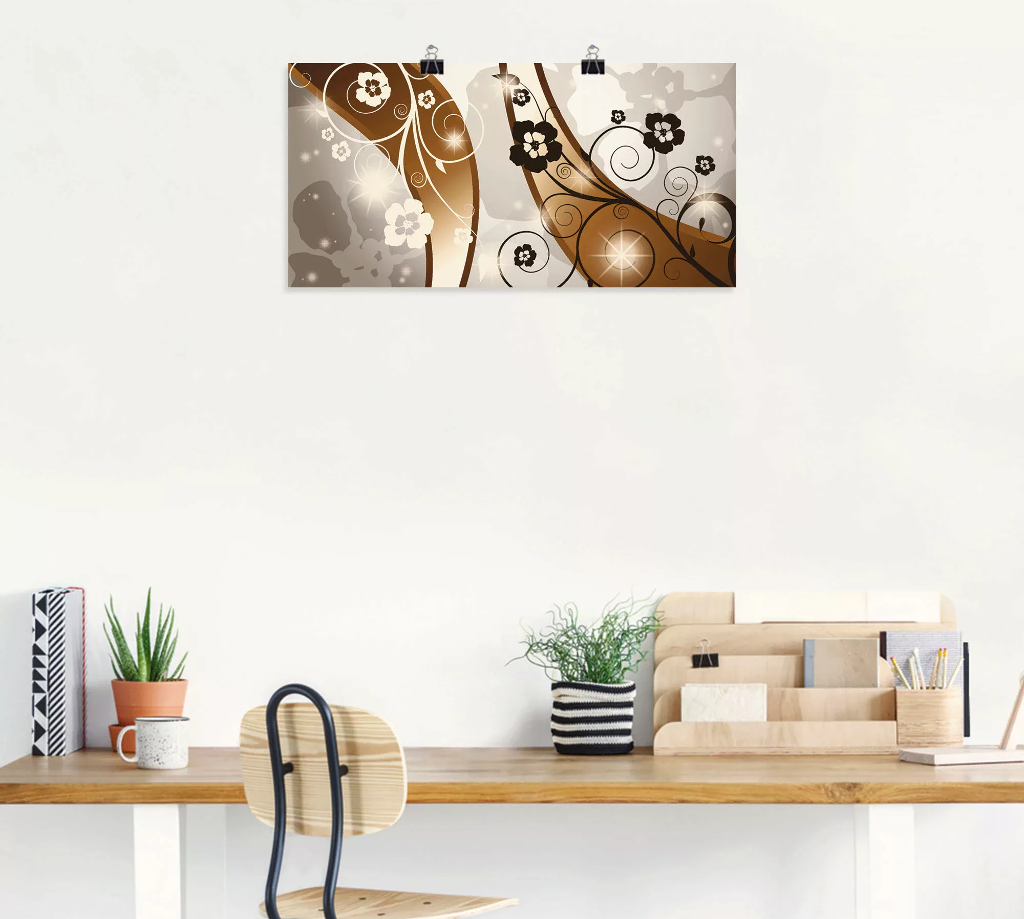 Artland Wandbild "Braune Wirbel mit Blumen", Muster, (1 St.), als Leinwandb günstig online kaufen