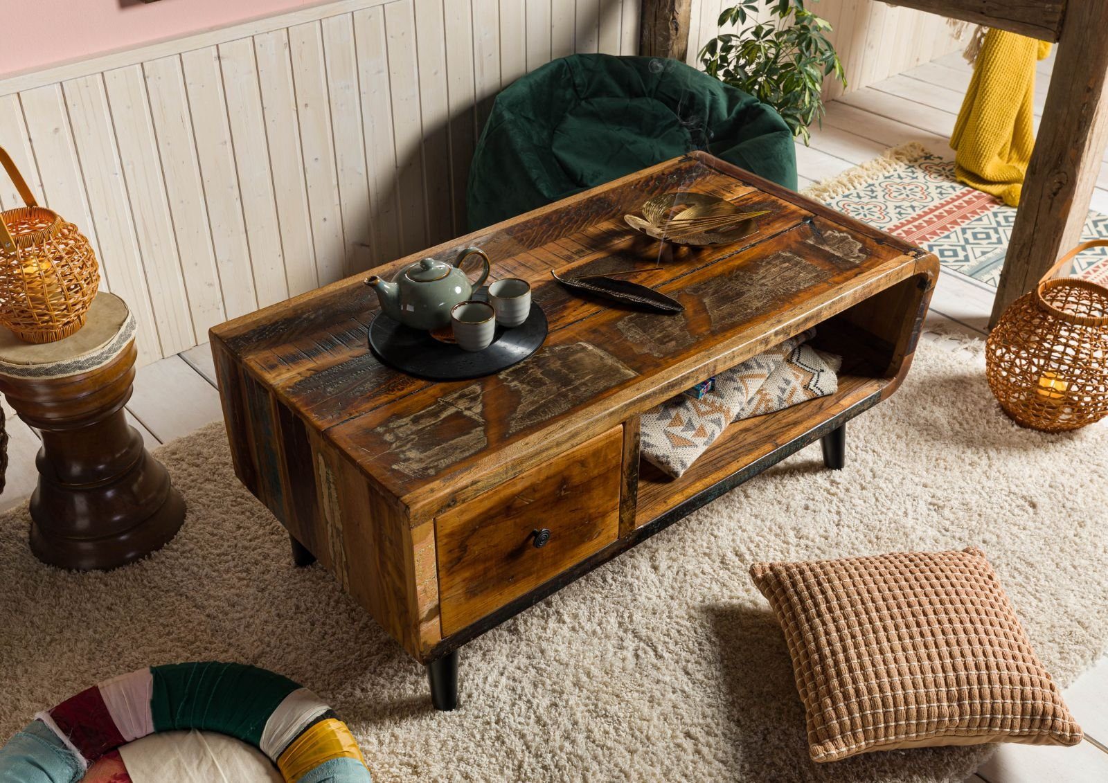 Massivmoebel24 Couchtisch Couchtisch Altholz 120x60x53 mehrfarbig günstig online kaufen