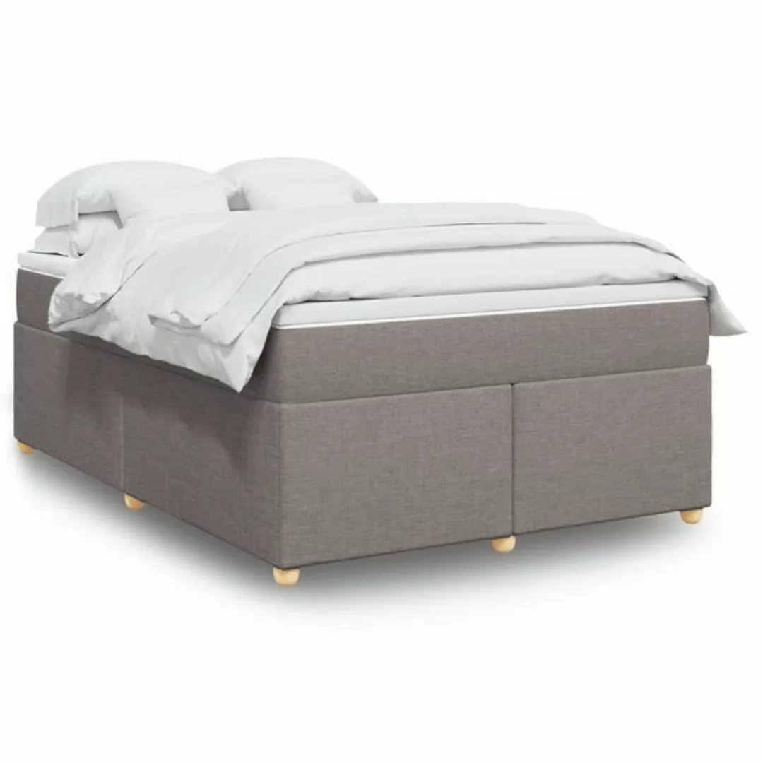 vidaXL Boxspringbett, Boxspringbett mit Matratze Taupe 140x200 cm Stoff günstig online kaufen