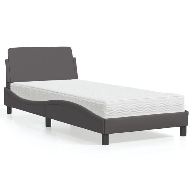 vidaXL Bett Bett mit Matratze Grau 90x190 cm Kunstleder günstig online kaufen