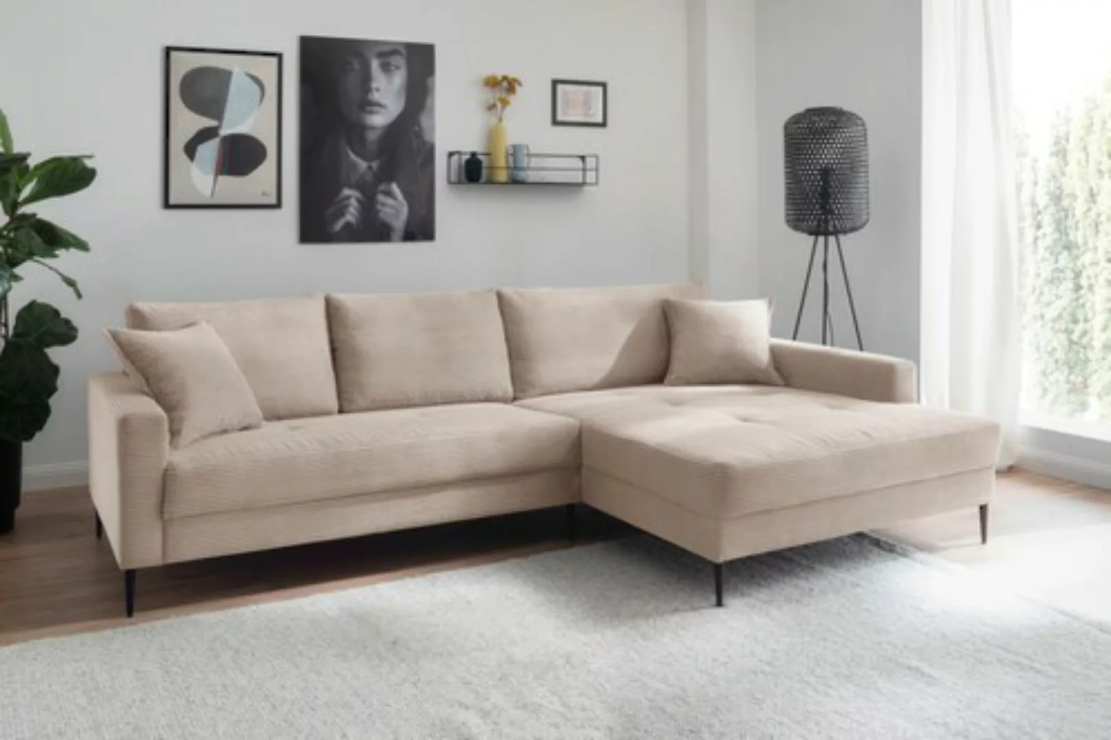 Trends by HG Ecksofa »Summer L-Form«, in Cord-Stoff mit Metallfuß günstig online kaufen