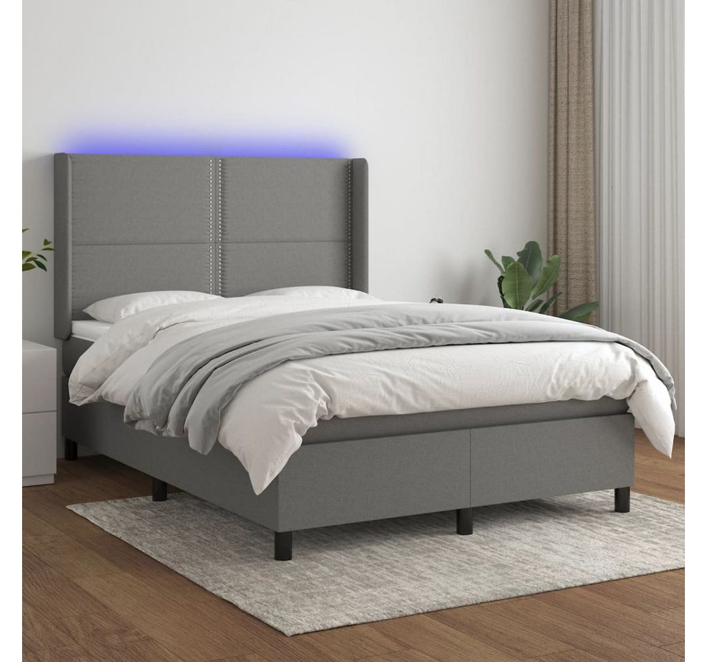 vidaXL Boxspringbett Boxspringbett mit Matratze LED Dunkelgrau 140x200 cm S günstig online kaufen