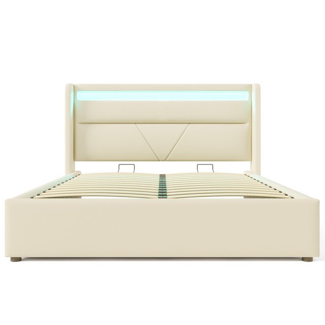 IDEASY Stauraumbett Polsterbett,Doppelbett Bettgestel, (mit LED-Beleuchtung günstig online kaufen