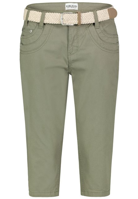 SUBLEVEL Bermudas Feine Chino Capri Hose mit geflochtenem Gürtel Twill Capr günstig online kaufen