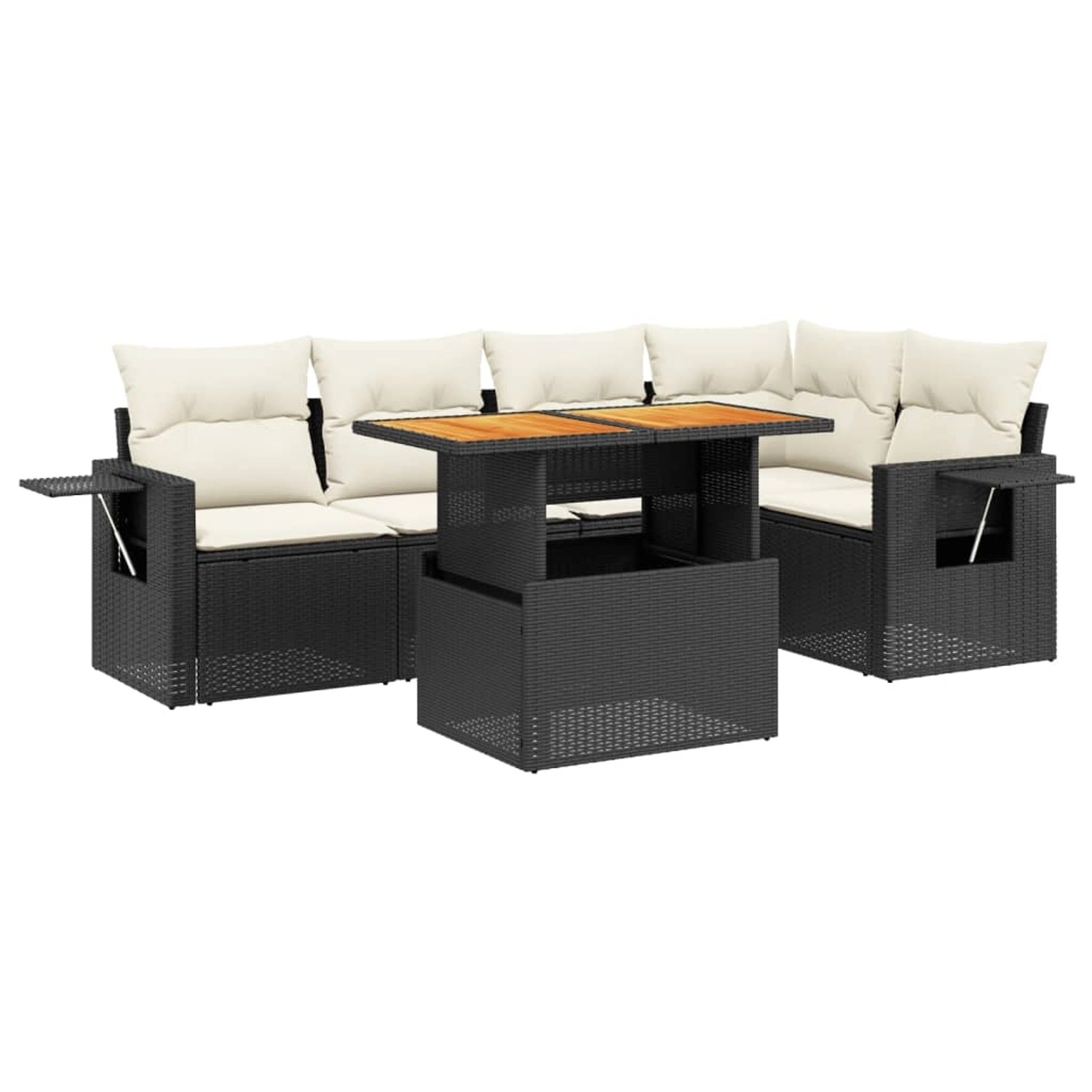 vidaXL 6-Tlg Garten-Sofagarnitur mit Kissen Schwarz Poly Rattan 3271742 günstig online kaufen