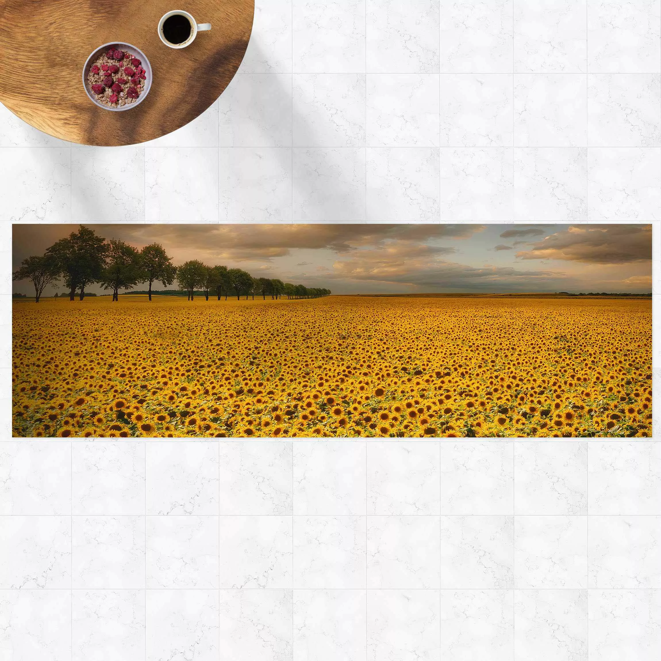 Vinyl-Teppich Feld mit Sonnenblumen günstig online kaufen