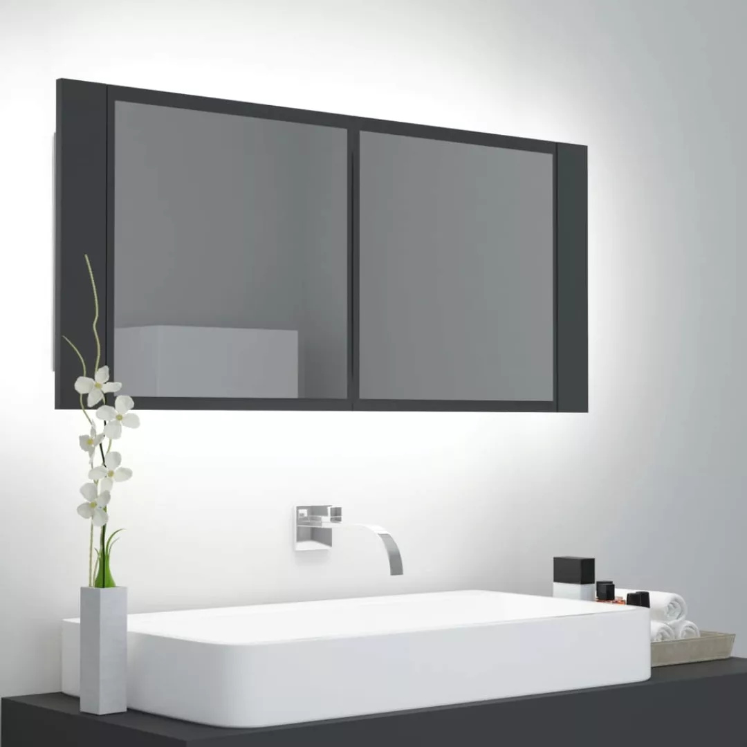 Led-bad-spiegelschrank Grau 100x12x45 Cm günstig online kaufen