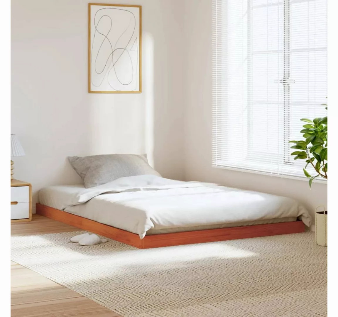 vidaXL Bett Massivholzbett Wachsbraun 140x190 cm Kiefer günstig online kaufen