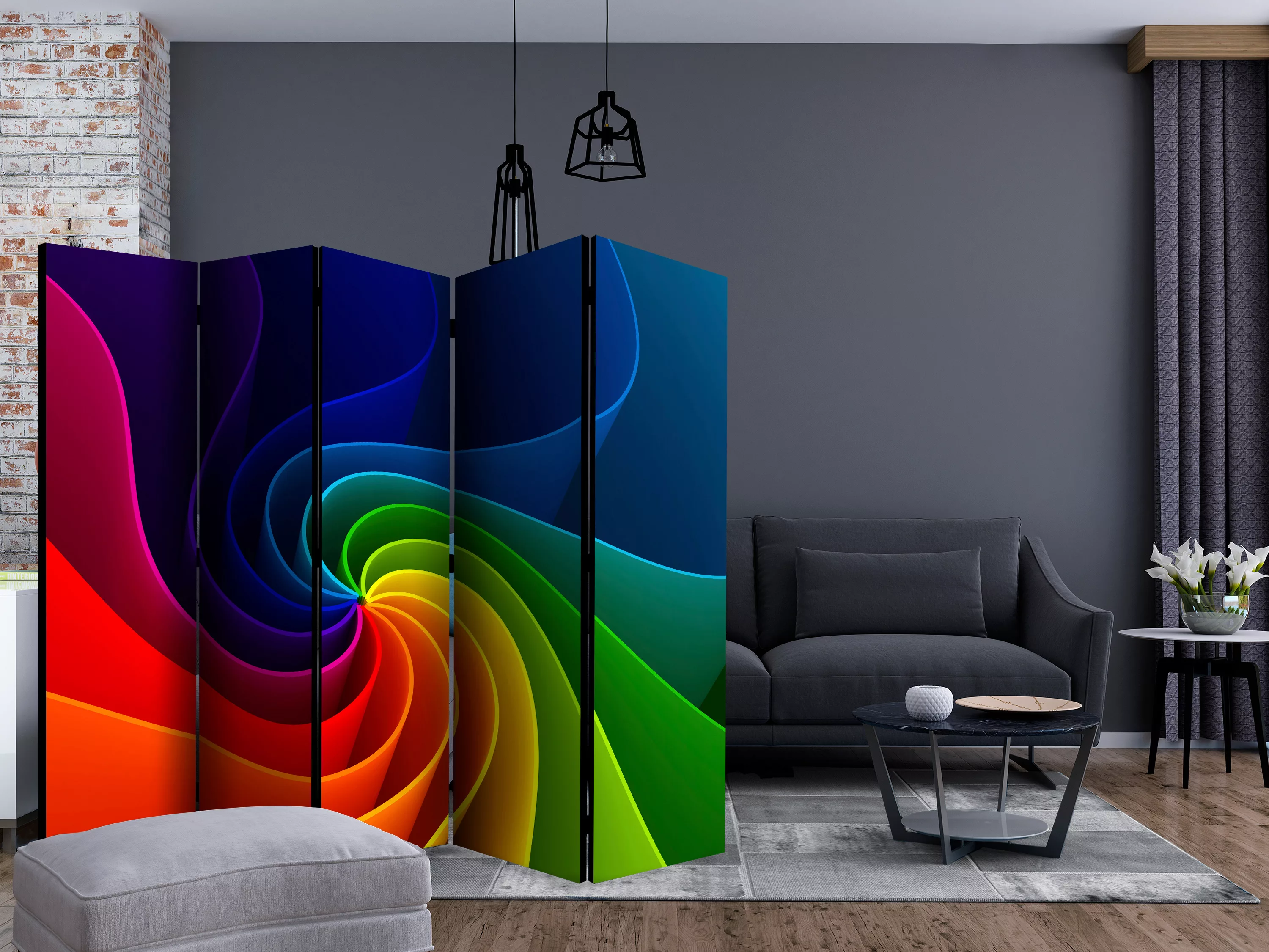 5-teiliges Paravent - Colorful Pinwheel Ii [room Dividers] günstig online kaufen