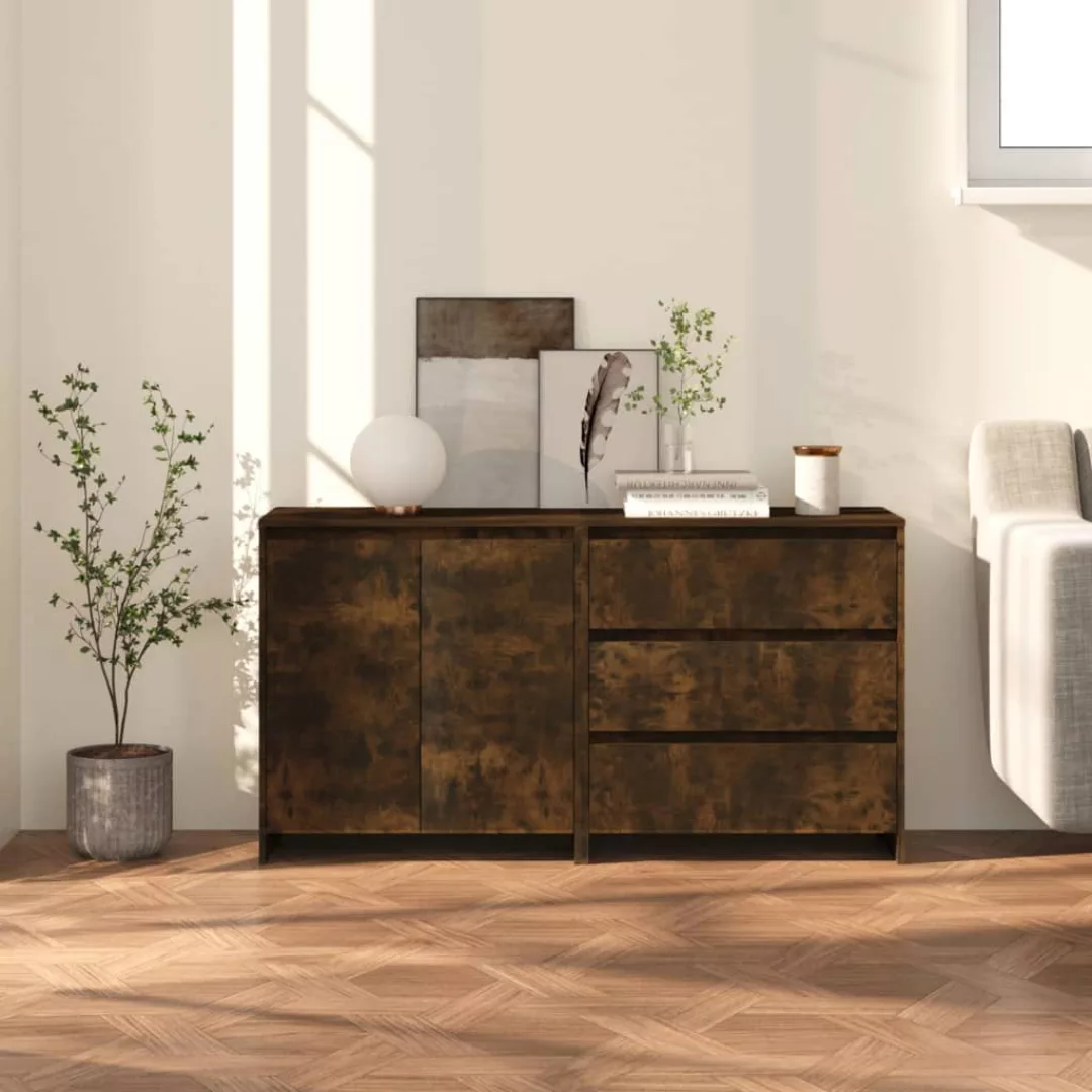 Vidaxl 2-tlg. Sideboard Räuchereiche Holzwerkstoff günstig online kaufen