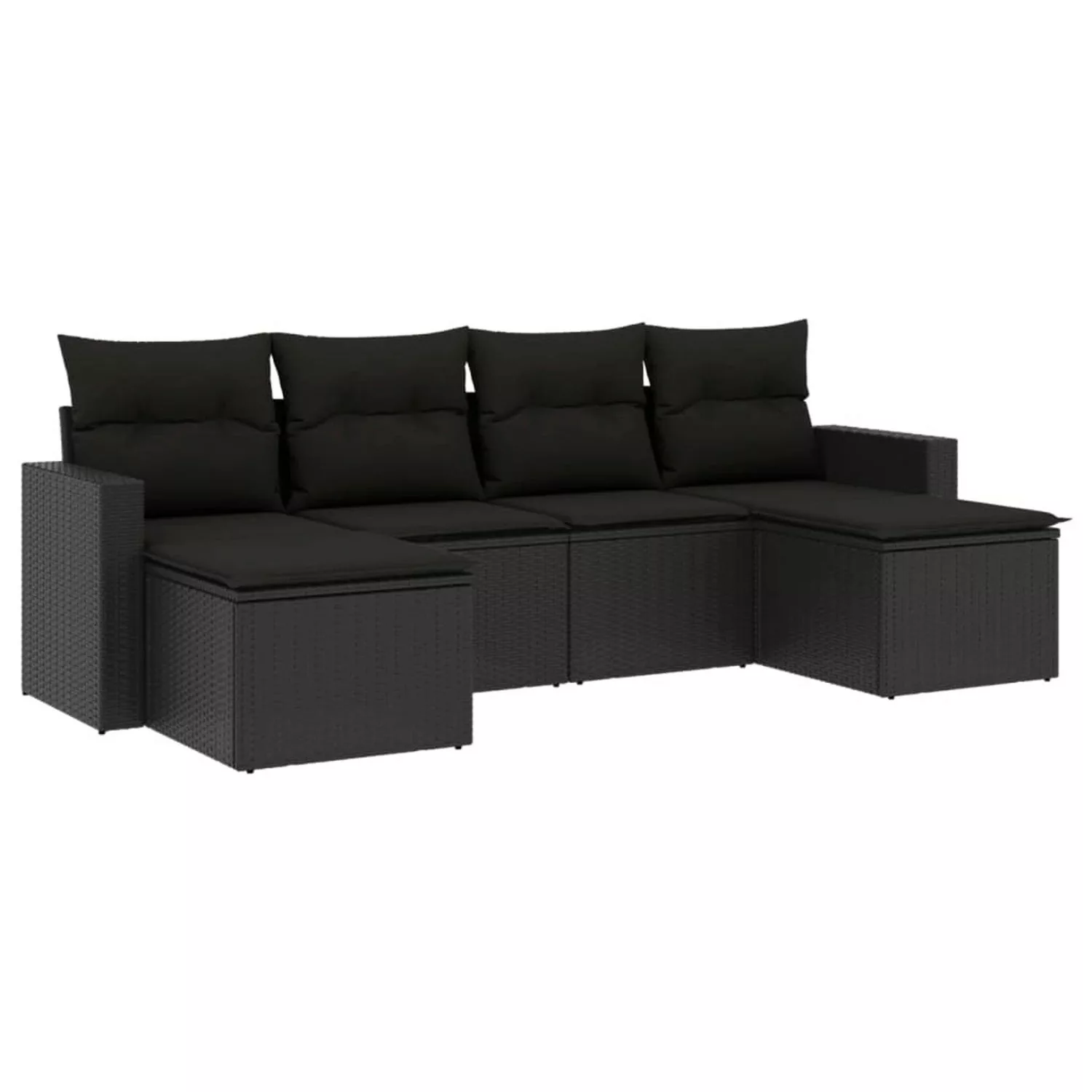 vidaXL 6-tlg Garten-Sofagarnitur mit Kissen Schwarz Poly Rattan Modell 31 günstig online kaufen