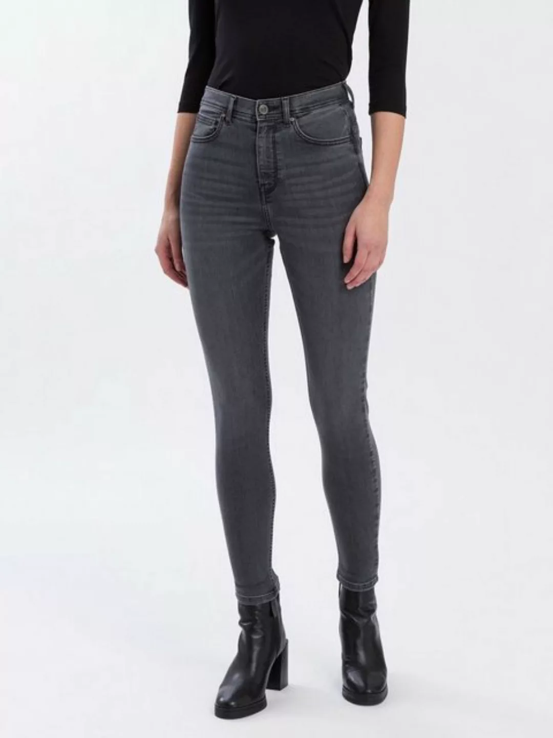 Cross Jeans Damen Jeans Judy - Super Skinny Fit - Grau - Dark Grey W25-W34 günstig online kaufen