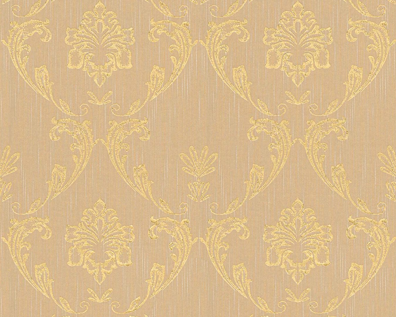 Bricoflor Vlies Textiltapete Braun Gold Edle Tapete mit Textil Ornament mit günstig online kaufen