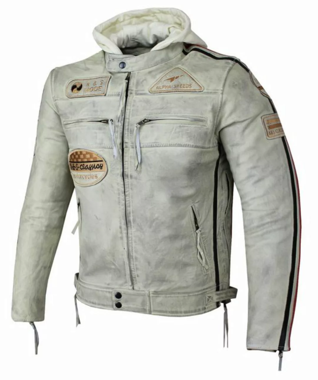 Alpha Speeds Motorradjacke Herren Leder Jacke Biker Freizeit Highway Jacke günstig online kaufen