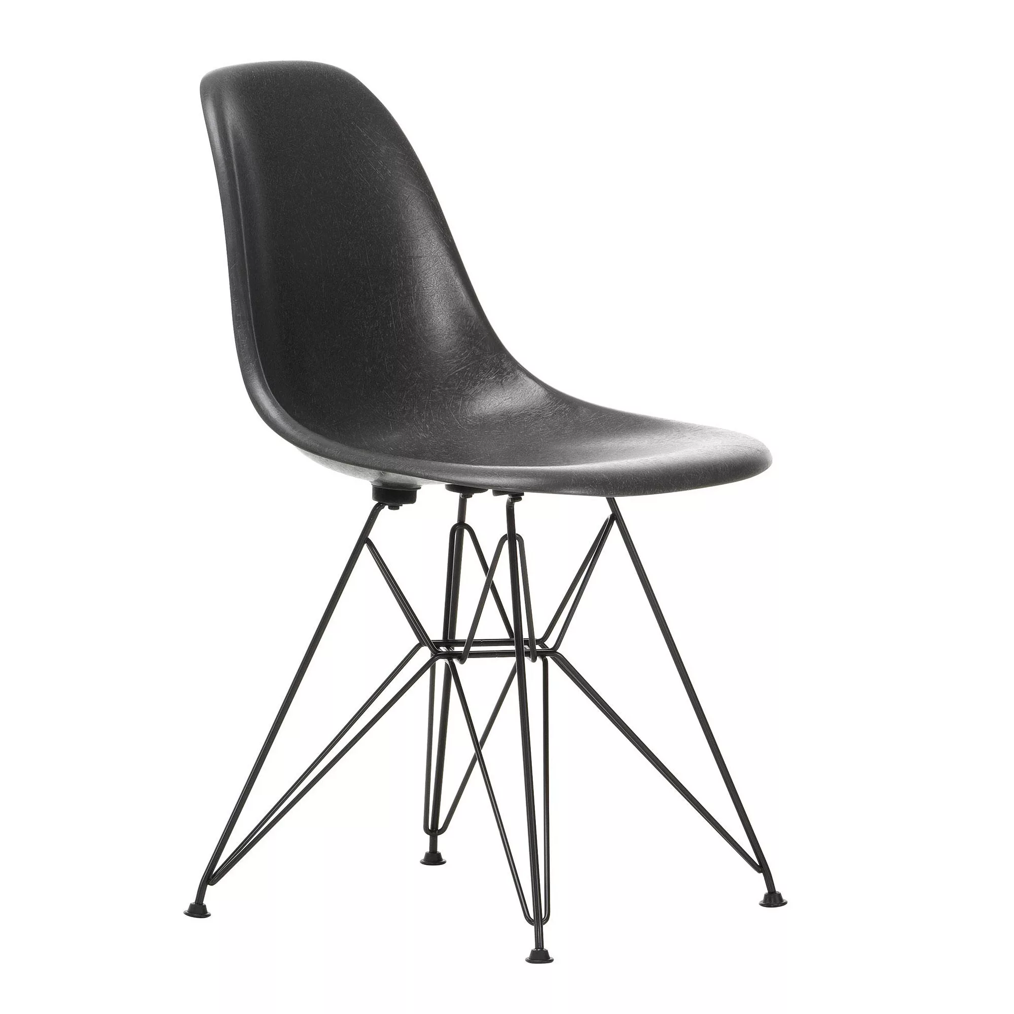 Vitra - Eames Fiberglass Side Chair DSR Gestell schwarz - Elefantengrau/Sit günstig online kaufen