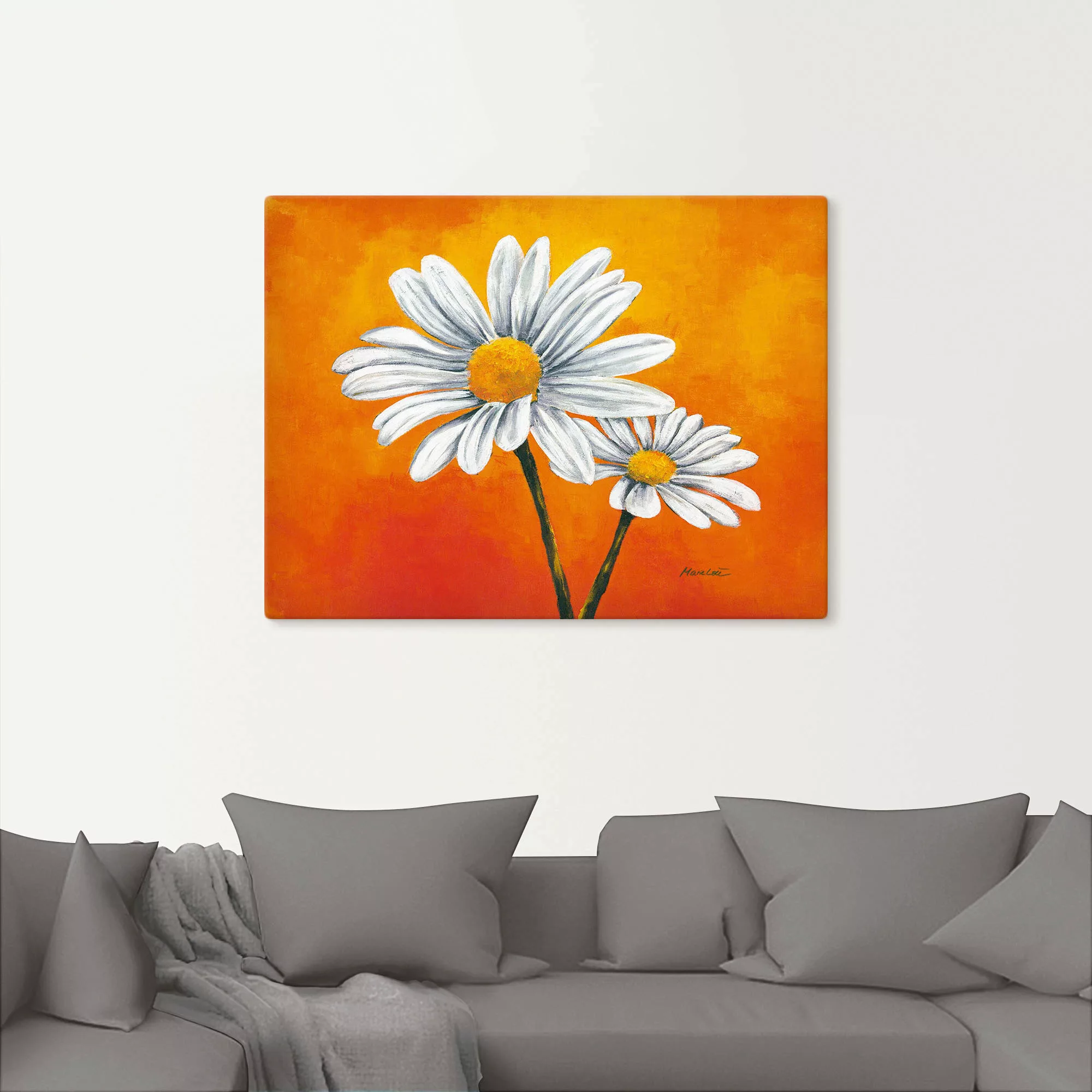 Artland Wandbild »Margeriten auf Orange«, Blumen, (1 St.), als Alubild, Lei günstig online kaufen