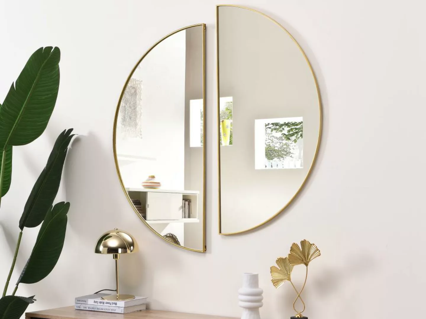 Spiegel halbrund Design 2er-Set - 50 x 100 cm - Goldfarben - GAVRA günstig online kaufen