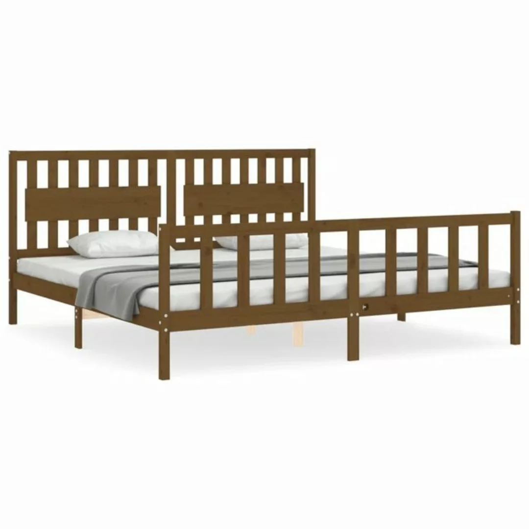 furnicato Bett Massivholzbett mit Kopfteil Honigbraun 200x200 cm günstig online kaufen