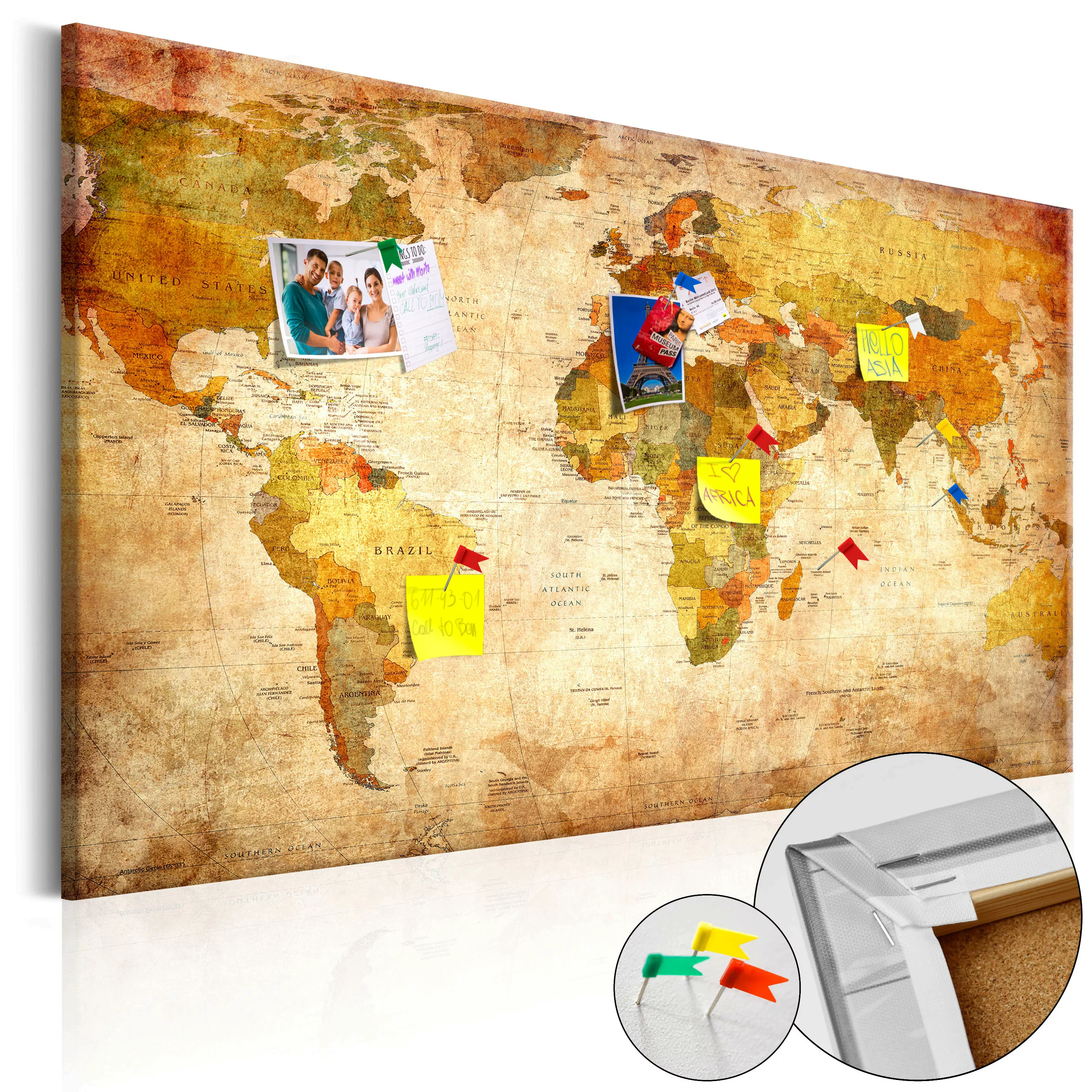 Korkbild - World Map: Time Travel [cork Map] günstig online kaufen
