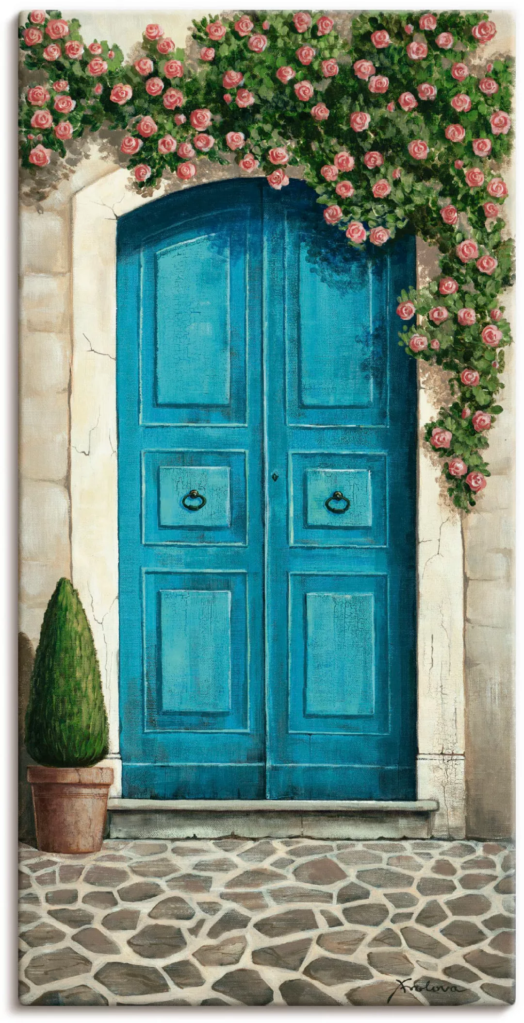 Artland Wandbild "Blaue Tür mit Kletterrosen", Fenster & Türen, (1 St.), al günstig online kaufen