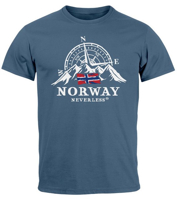 Neverless Print-Shirt Herren T-Shirt Norwegen Flagge Skandinavien Nordisch günstig online kaufen