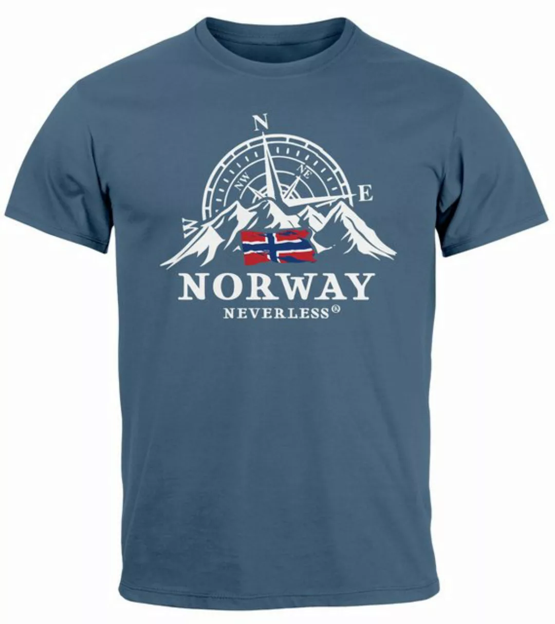 Neverless Print-Shirt Herren T-Shirt Norwegen Flagge Skandinavien Nordisch günstig online kaufen