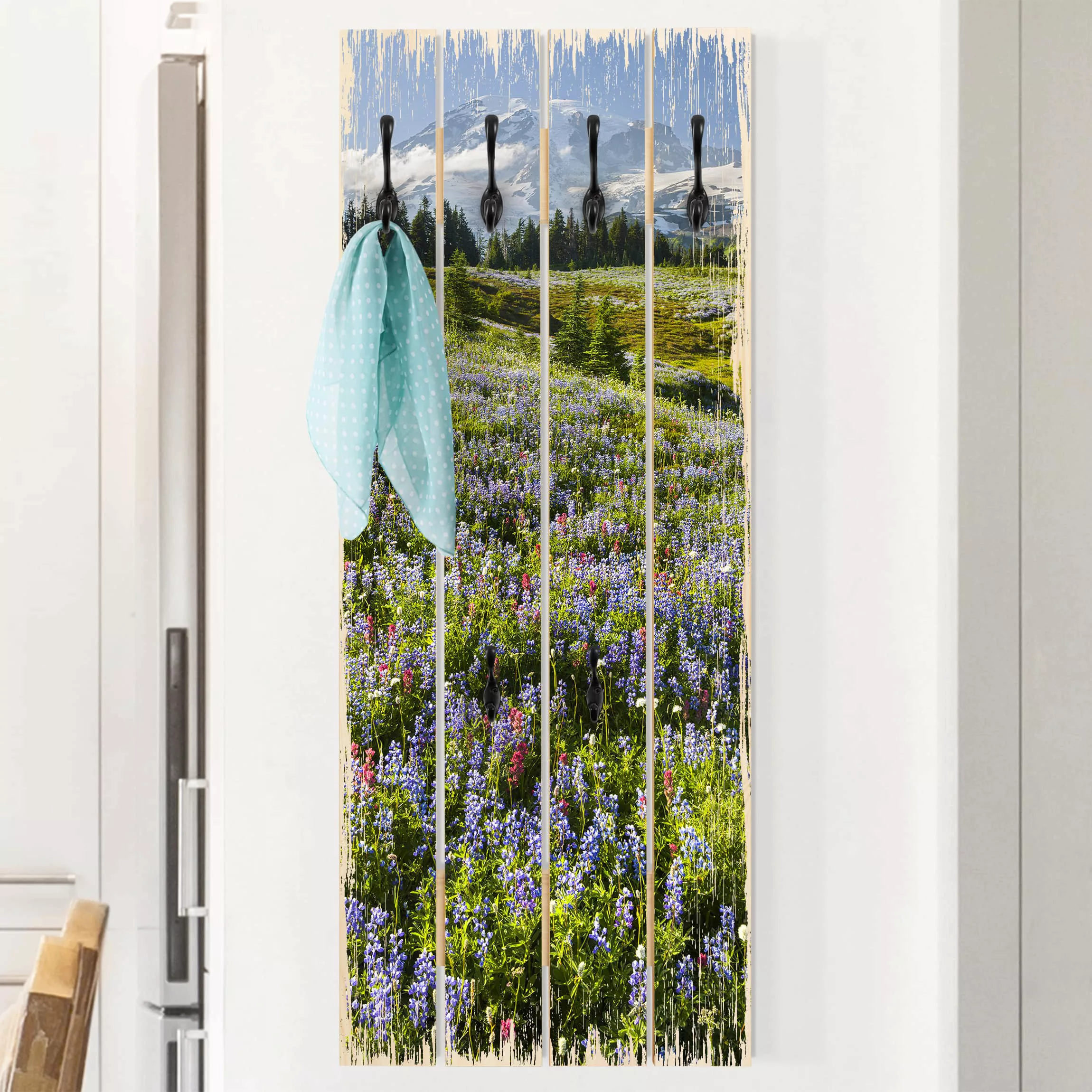 Wandgarderobe Holzpalette Natur & Landschaft Bergwiese mit roten Blumen vor günstig online kaufen