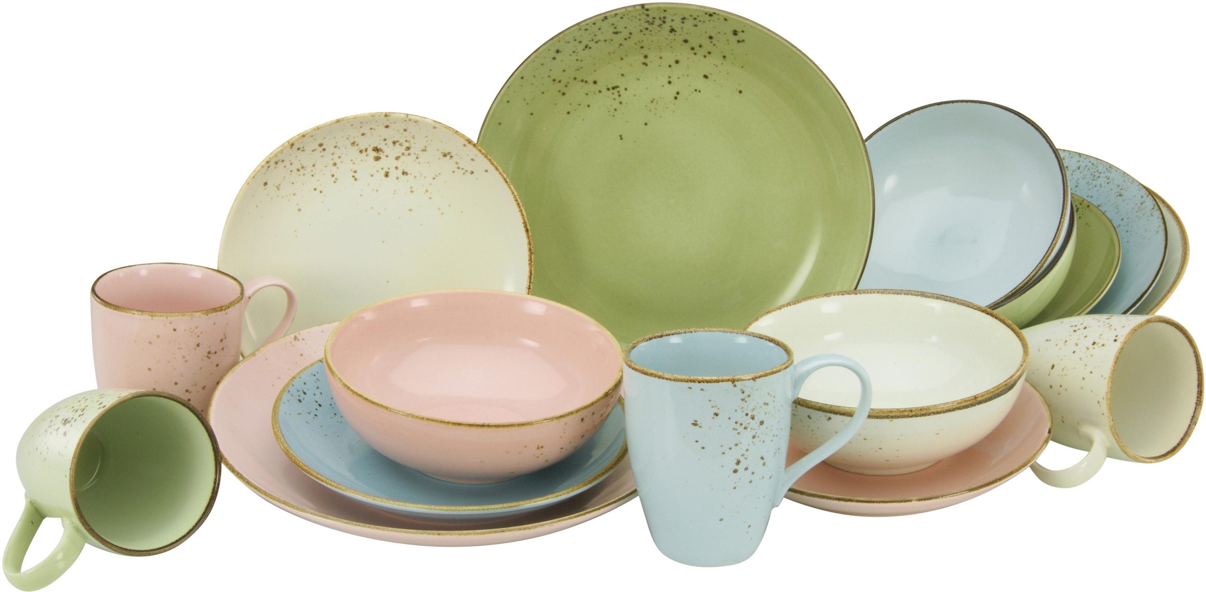 CreaTable Kombiservice »Geschirr-Set NATURE COLLECTION Pastell«, (Set, 16 t günstig online kaufen