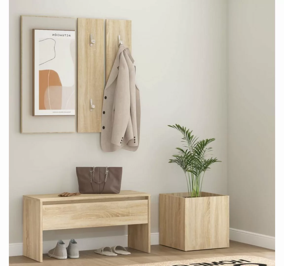 furnicato Kleiderschrank Flurmöbel-Set Sonoma-Eiche Holzwerkstoff (1-St) günstig online kaufen