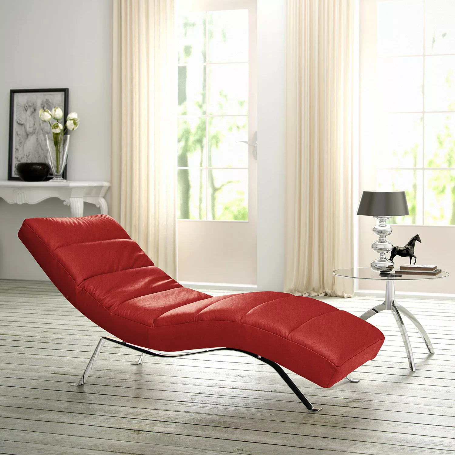 home24 loftscape Relaxliege Kasson II Rot Echtleder 170x95x65 cm (BxHxT) günstig online kaufen
