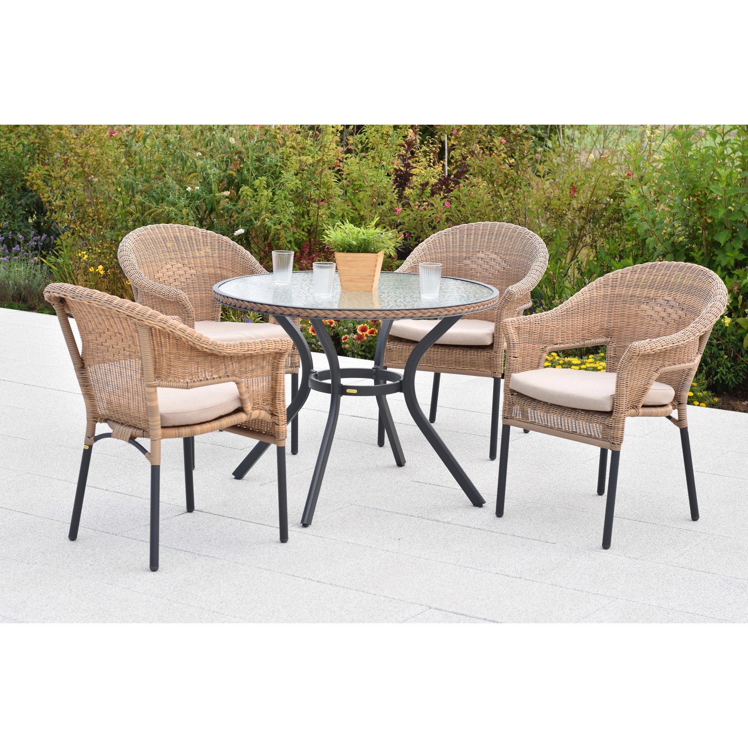 Ravenna 9tlg./NatSessel/Kisrund 100cm günstig online kaufen