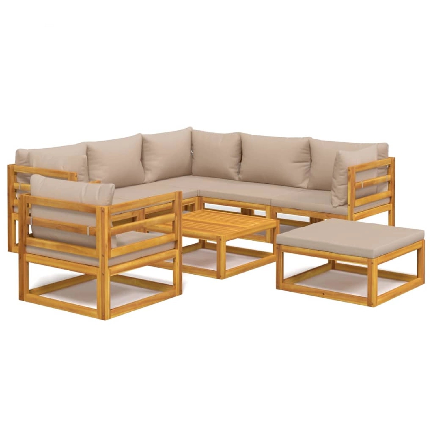 Vidaxl 8-tlg. Garten-lounge-set Mit Taupe Kissen Massivholz günstig online kaufen