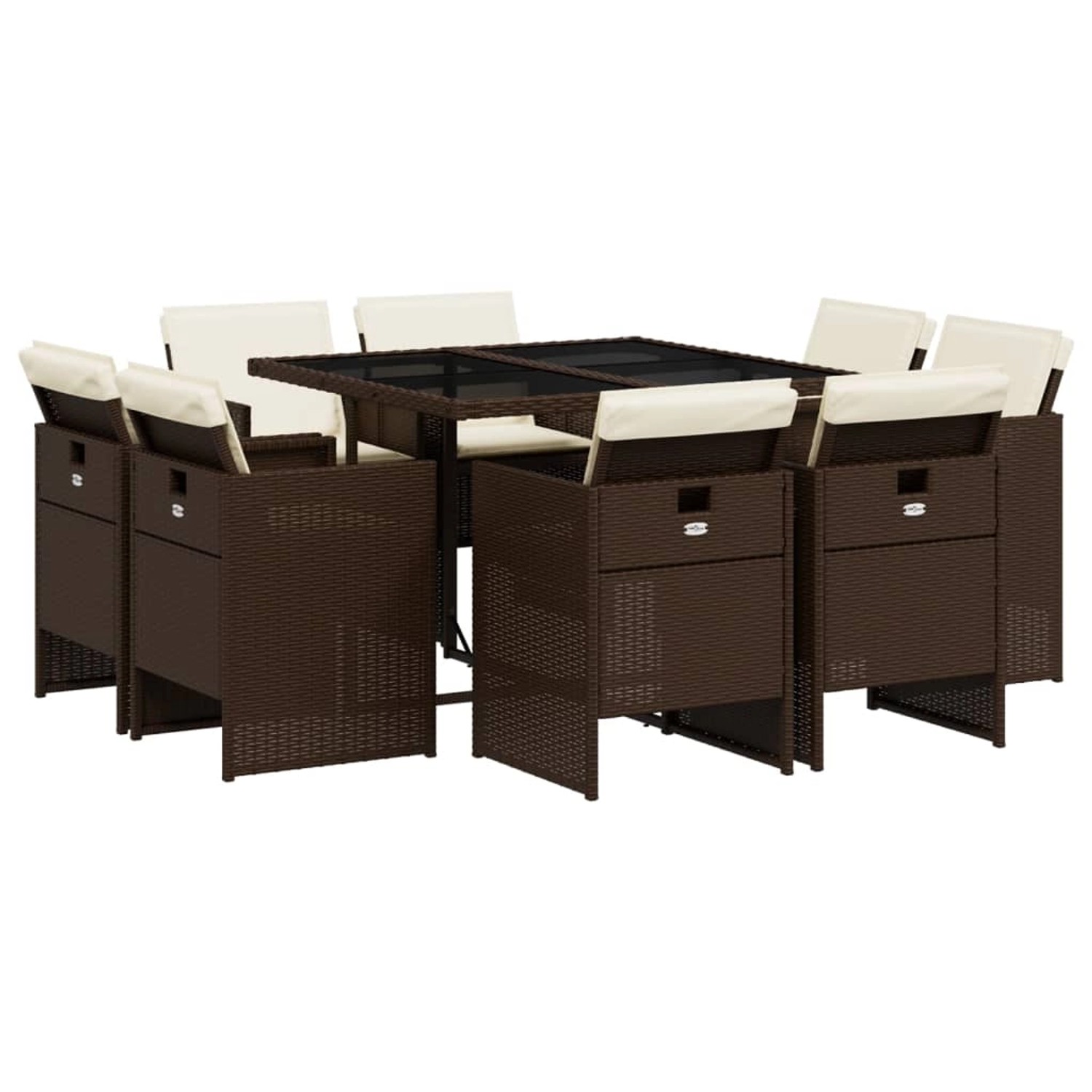 vidaXL 9-Tlg Garten-Essgruppe mit Kissen Braun Poly Rattan 3210657 günstig online kaufen
