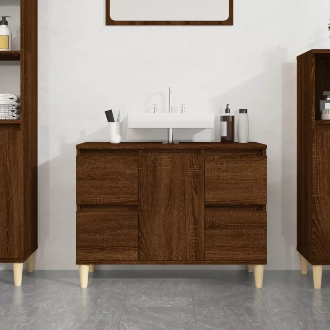 vidaXL Badezimmerspiegelschrank Waschbeckenunterschrank Braun Eichen-Optik günstig online kaufen