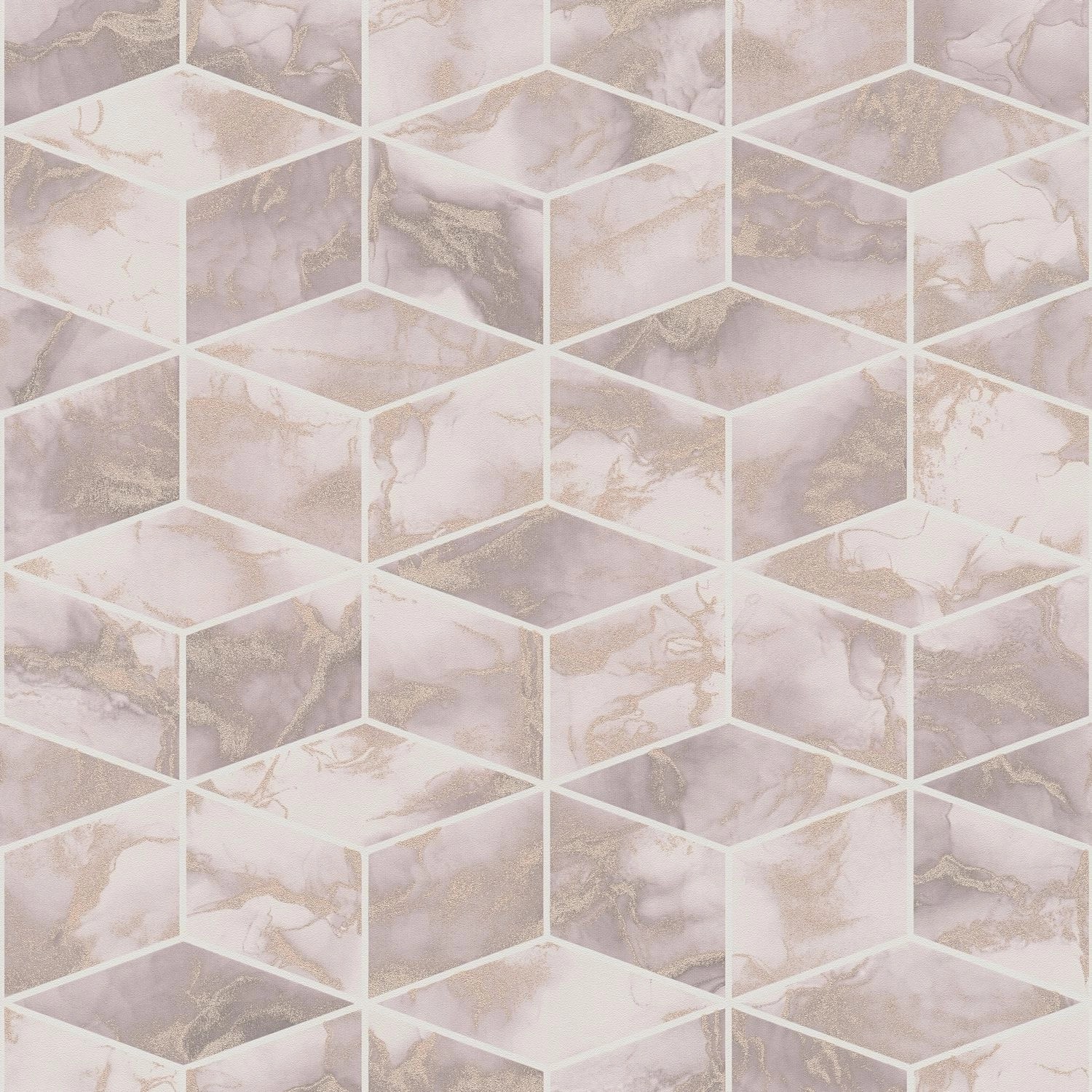PROFHOME 378632-GU Grafik Tapete Geometrisch schimmernd Rosa Gold Weiß 0,53 günstig online kaufen